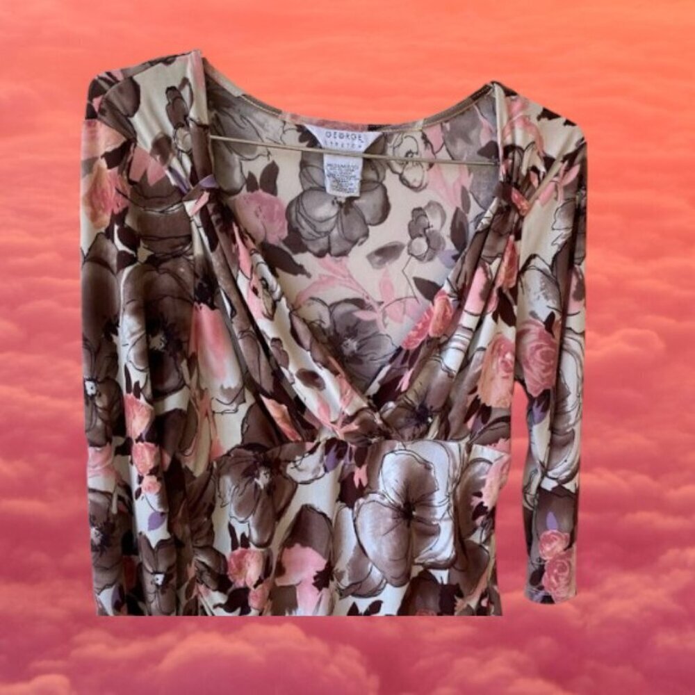 George Stretch Women's Hi-Low Floral Top - Picture 5 of 6